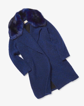 Faux-Fur Collar Boucle Coat