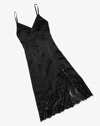 Shop Sateen and Sequined Lace Slip Dress