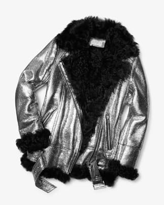 Metallic Shearling Coat