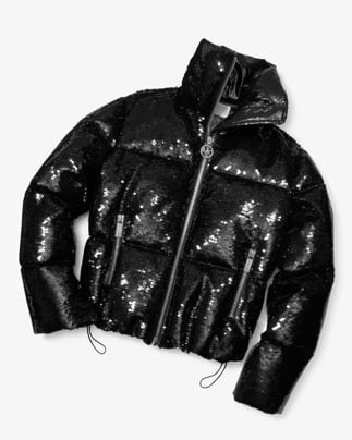 Sequined Cire Puffer Jacket