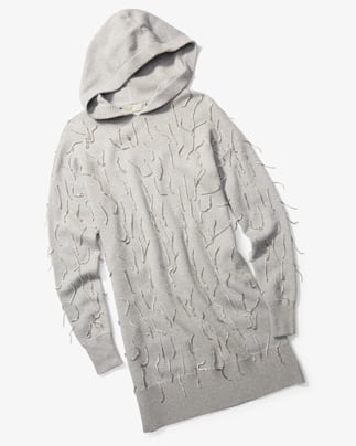 Crystal-Fringed Cotton-Blend Hoodie Dress