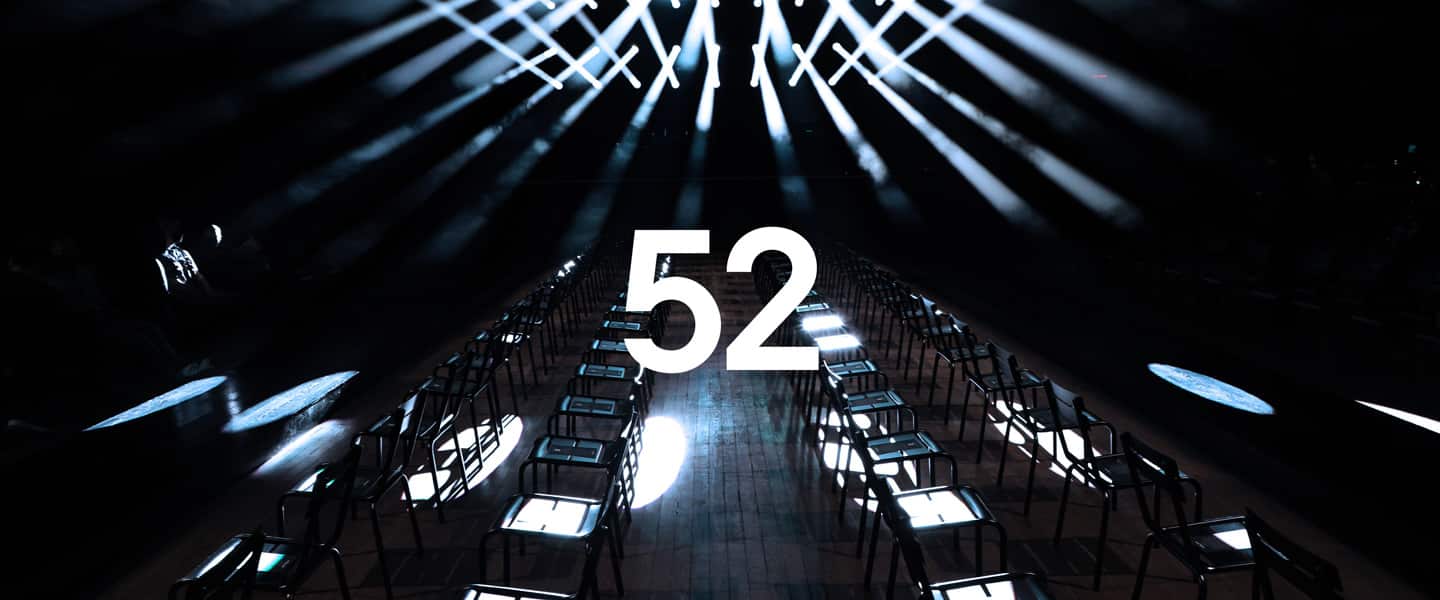 52 spotlights directed onto the runway